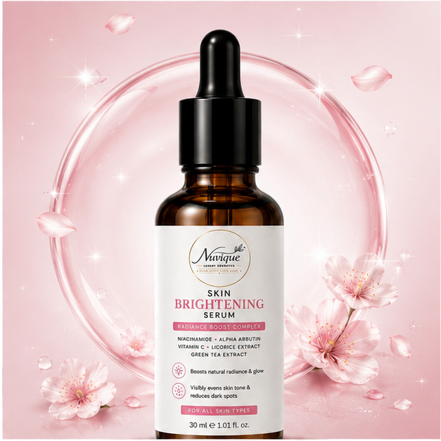 Nuvique Skin Brightening Serum with Niacinamide, Alpha Arbutin & Vitamin C | Dark Spot Corrector Serum for Face | Brightening & Glow Serum for Uneven Skin Tone | Hydrating Daily Facial Serum | 30ml