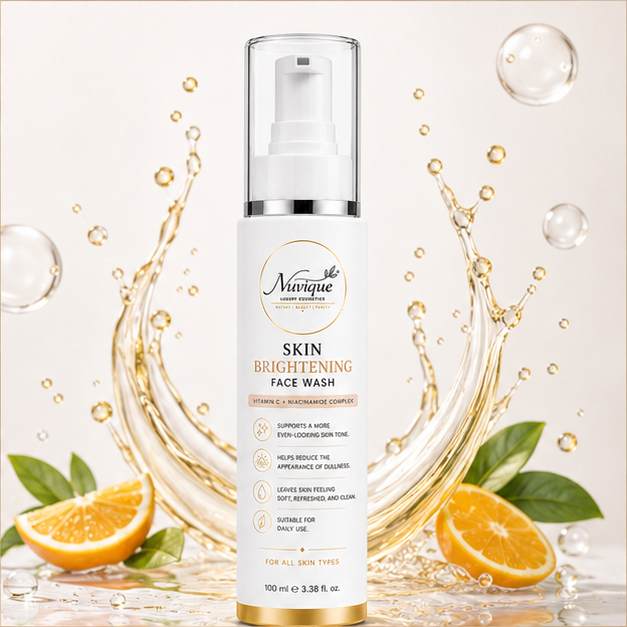 Nuvique Skin Brightening Face Wash with Vitamin C & Niacinamide | Brightening Cleanser for Dull & Uneven Skin Tone | Gentle Daily Face Wash for Radiant, Fresh & Healthy-Looking Skin | 100ml
