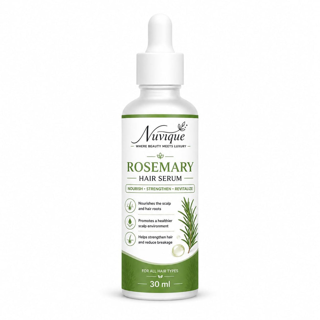 Nuvique Rosemary Hair Serum 30 ml | Lightweight Daily Hair Serum for Scalp & Hair Care | Non Greasy Formula for Smooth, Soft & Healthy Looking Hair