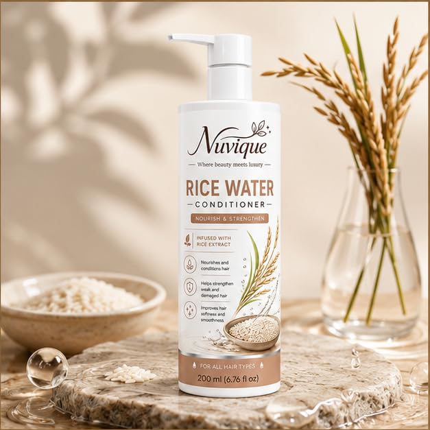 Nuvique Conditioner Collection 200ml | Rosemary, Rice Water, Anti Dandruff Conditioner & 7 in 1 Repair | Daily Hair for All Hair Types