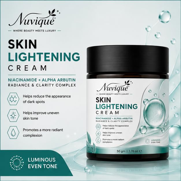 Nuvique Skin Lightening Cream with Niacinamide & Alpha Arbutin 50g | Brightening Face Cream for Even Looking Skin Tone
