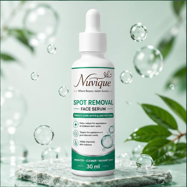 Nuvique Spot Removal Face Serum 30 ml | Daily Facial Serum for Uneven Looking Skin, Smooth Texture & Radiant Appearance | Lightweight Formula for All Skin Types