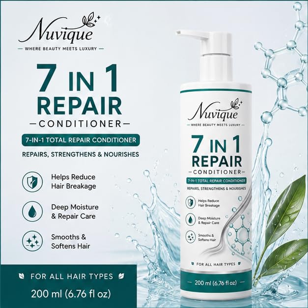 Nuvique 7 in 1 Repair Conditioner 200ml | Multi Benefit Hair Conditioner for Dry & Damaged Hair | Deep Conditioning Formula