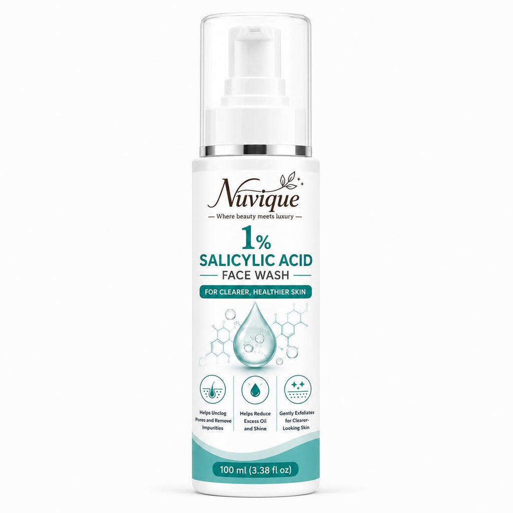 Nuvique 1% Salicylic Acid Face Wash 100ml | Daily Facial Cleanser for Oily & Combination Skin | Gentle Cleansing Formula