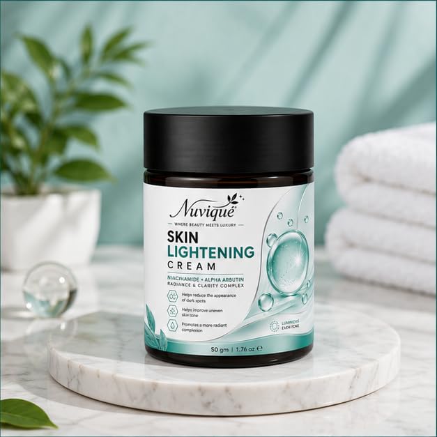 Nuvique Skin Lightening Cream with Niacinamide & Alpha Arbutin 50g | Brightening Face Cream for Even Looking Skin Tone