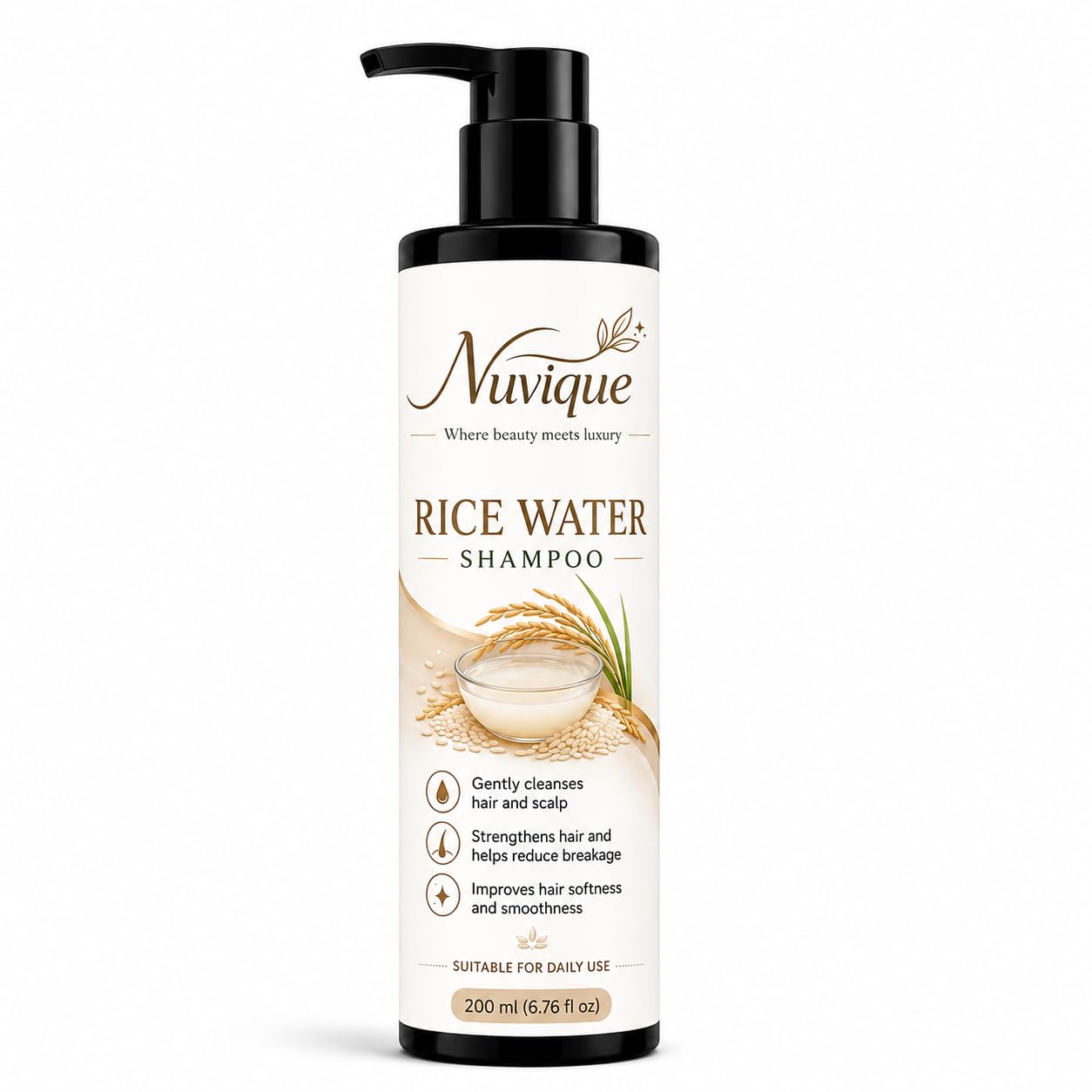 Nuvique Shampoo Collection 200ml | Rosemary, Rice Water, Damage & 7 in 1 Repair Shampoo | Daily Hair Care for All Hair Types