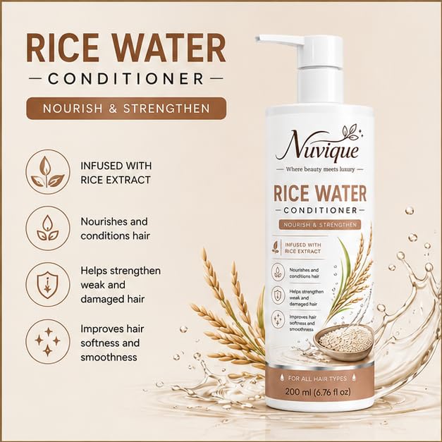 Nuvique Conditioner Collection 200ml | Rosemary, Rice Water, Anti Dandruff Conditioner & 7 in 1 Repair | Daily Hair for All Hair Types
