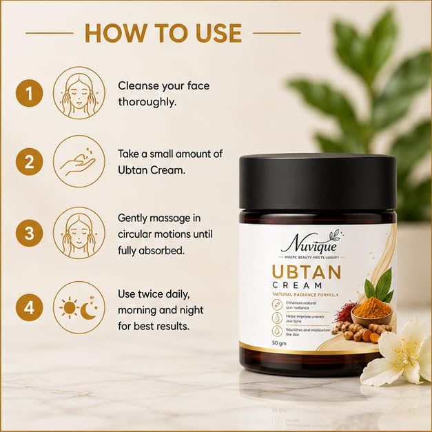 Nuvique Ubtan Cream 50g | Traditional Turmeric Inspired Face Cream for Nourished & Radiant Looking Skin